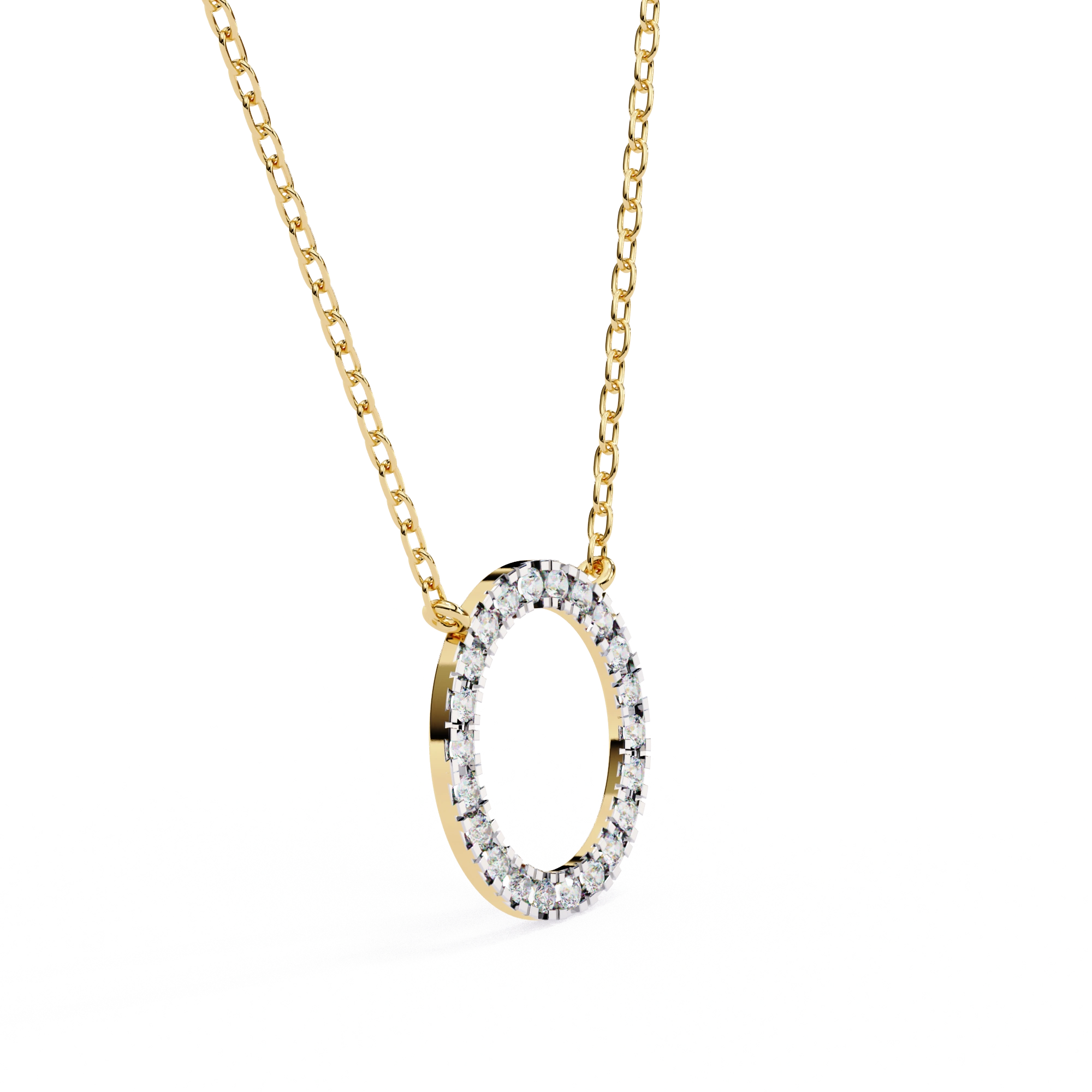 0.50ct Lab Diamond Prong Set Circle Necklace Yellow Gold