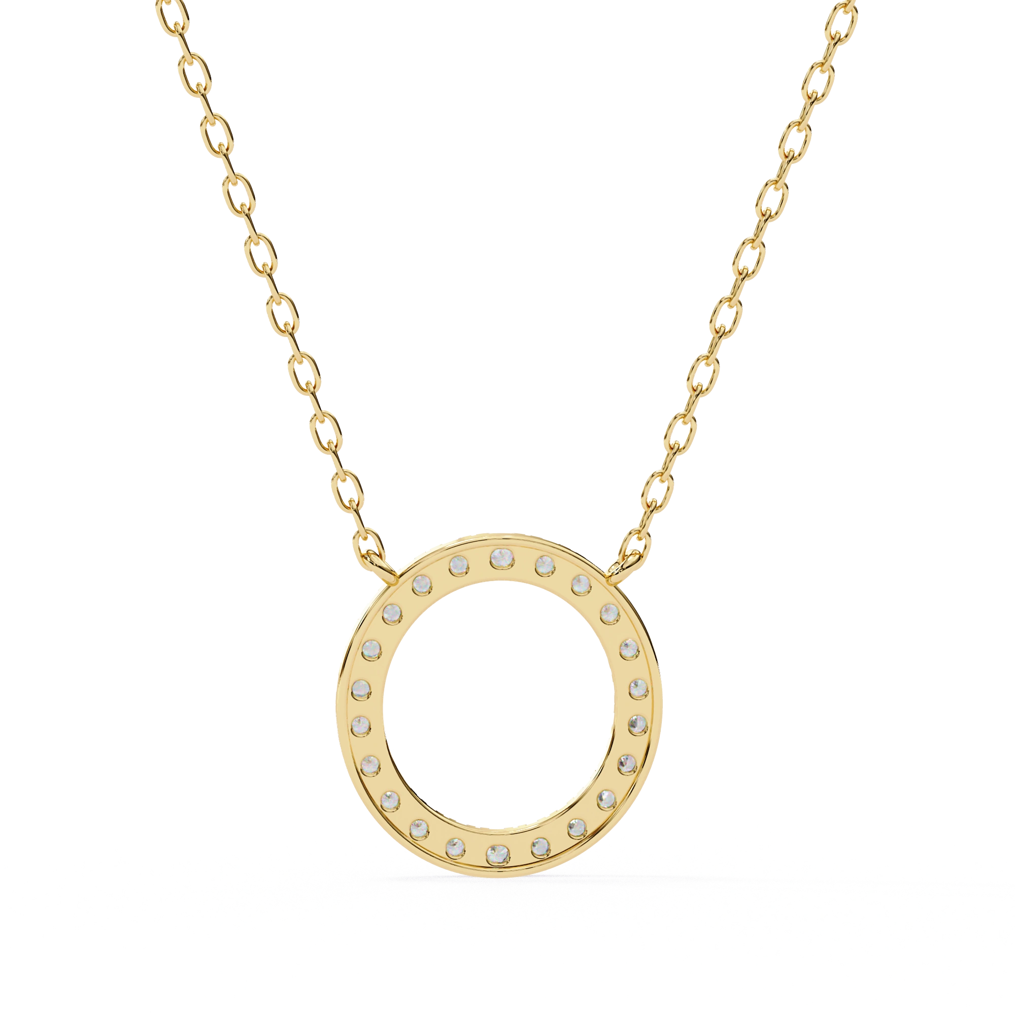 0.50ct Lab Diamond Prong Set Circle Necklace Yellow Gold