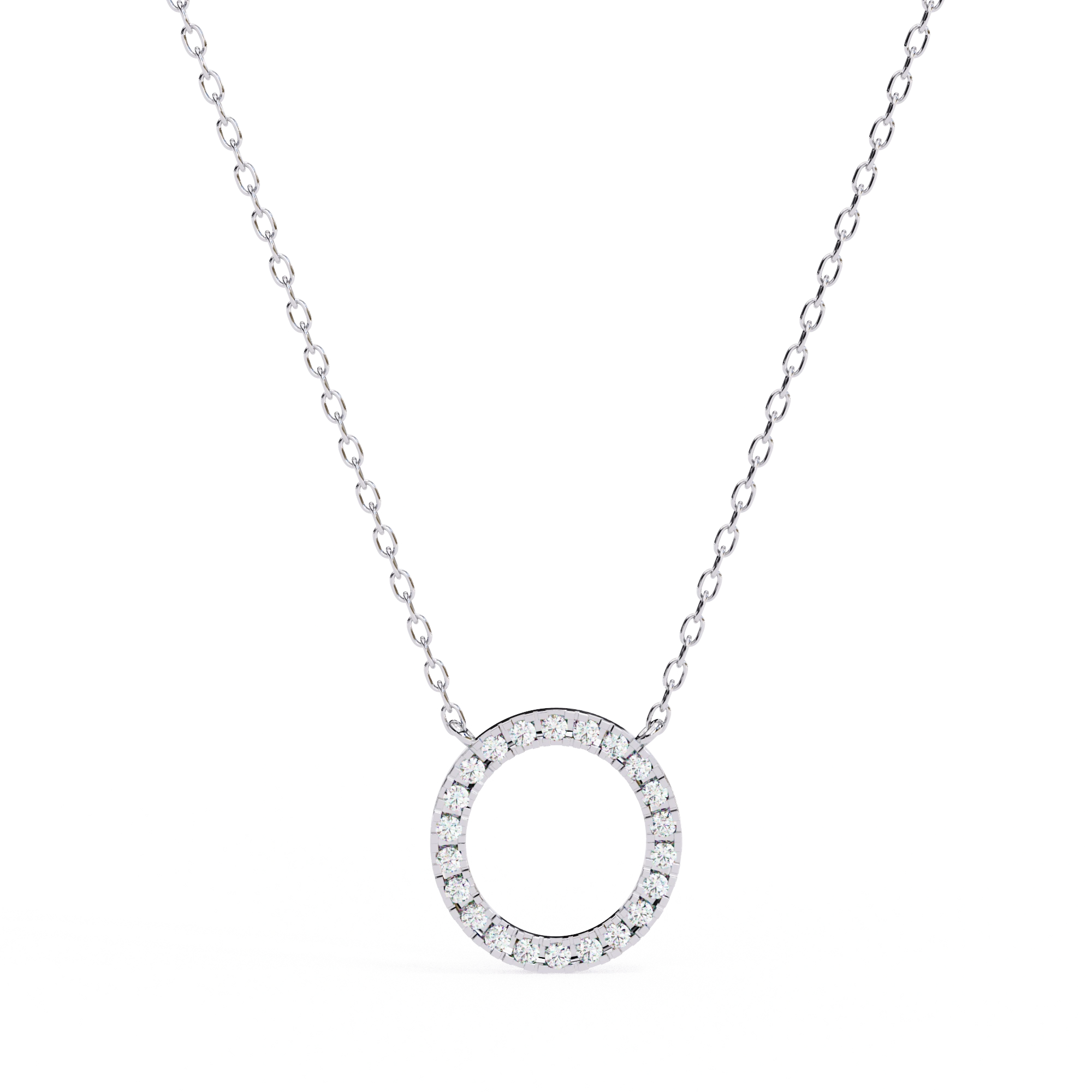 0.50ct Lab Diamond Prong Set Circle Necklace Yellow Gold 950 Platinum Natural Diamond