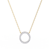 0.50ct Lab Diamond Prong Set Circle Necklace Yellow Gold