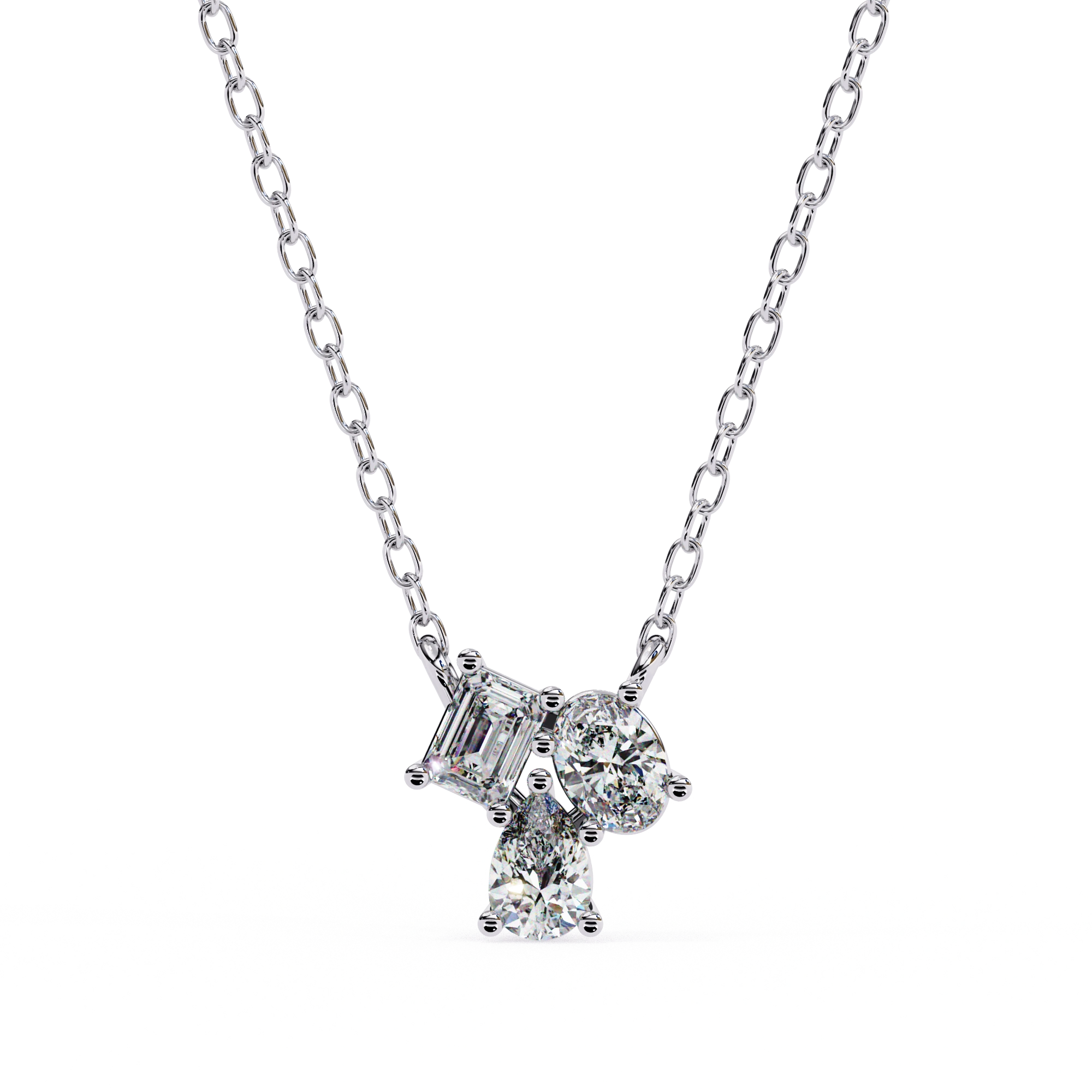 0.50 Ct lab diamond cluster necklace in white gold 950 Platinum Natural Diamond