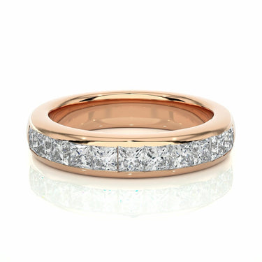 0.55 Ct Princess Cut Channel Set Diamond Wedding Band In Rose Gold