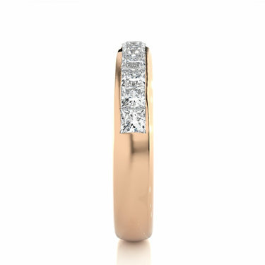 0.55 Ct Princess Cut Channel Set Diamond Wedding Band In Rose Gold