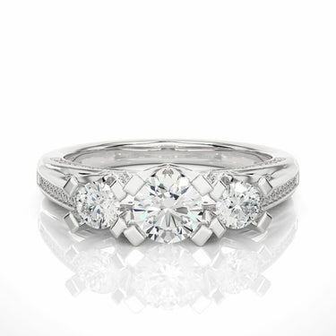 1.20Ct Round Cut Three Stone Engagement Ring In White Gold