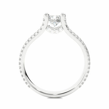 Bague de fiançailles diamant Halo Lab à tige fendue ronde de 1,10 ct en or blanc 