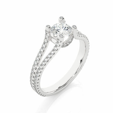 1.10 Ct Round Cut Split Shank Hidden Halo Diamond Engagement Ring In White Gold