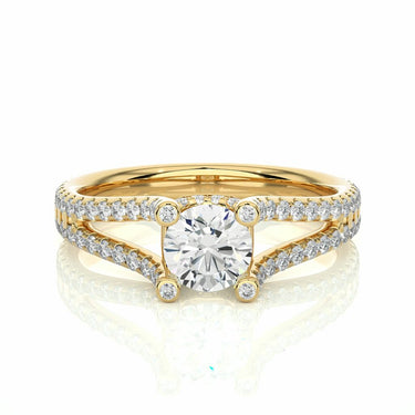 1.10 Ct Round Cut Split Shank Hidden Halo Diamond Engagement Ring In White Gold