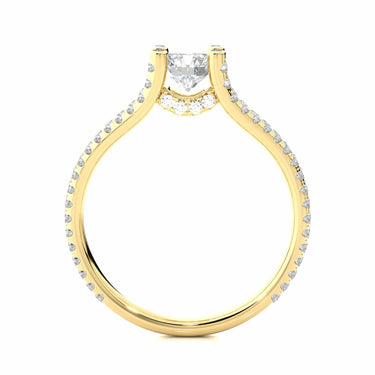 0.55 Ct Split Shank Round Diamond Halo Engagement Ring in Yellow Gold