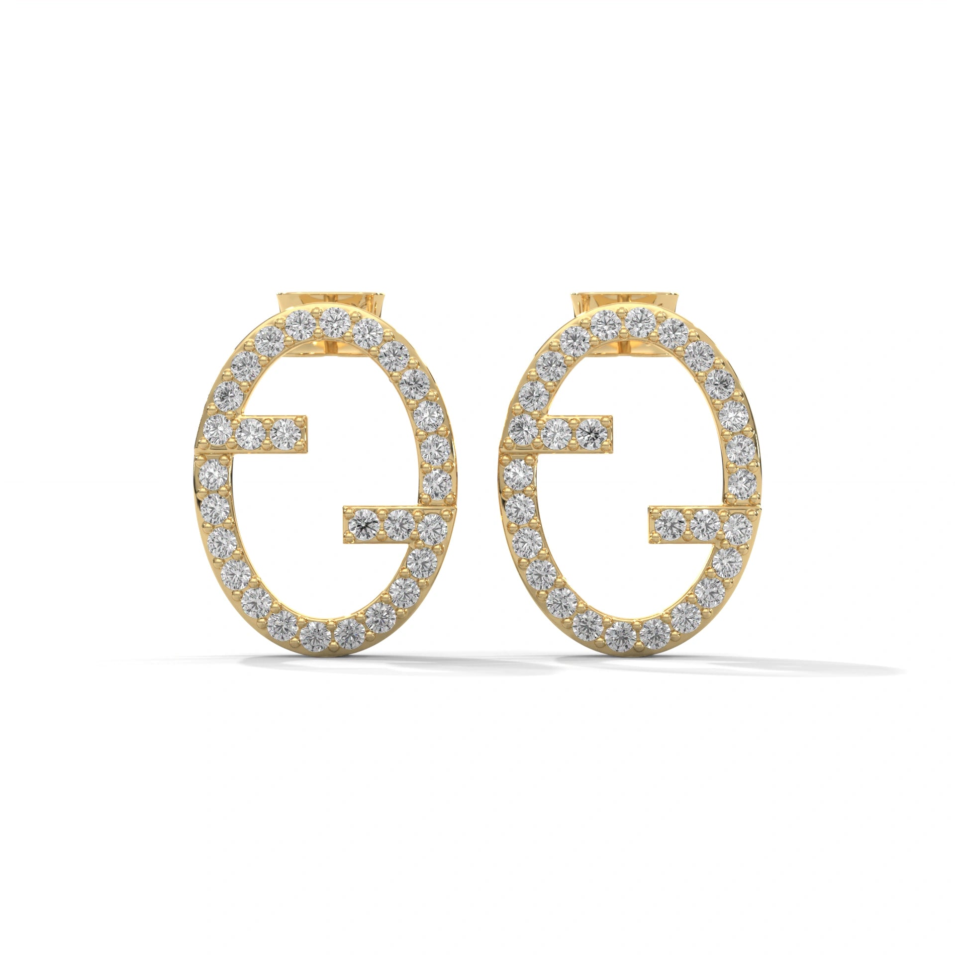 0.56 Carat Diamond Earrings Studs Women's in Yellow Gold 18K Yellow Gold Natural Diamond