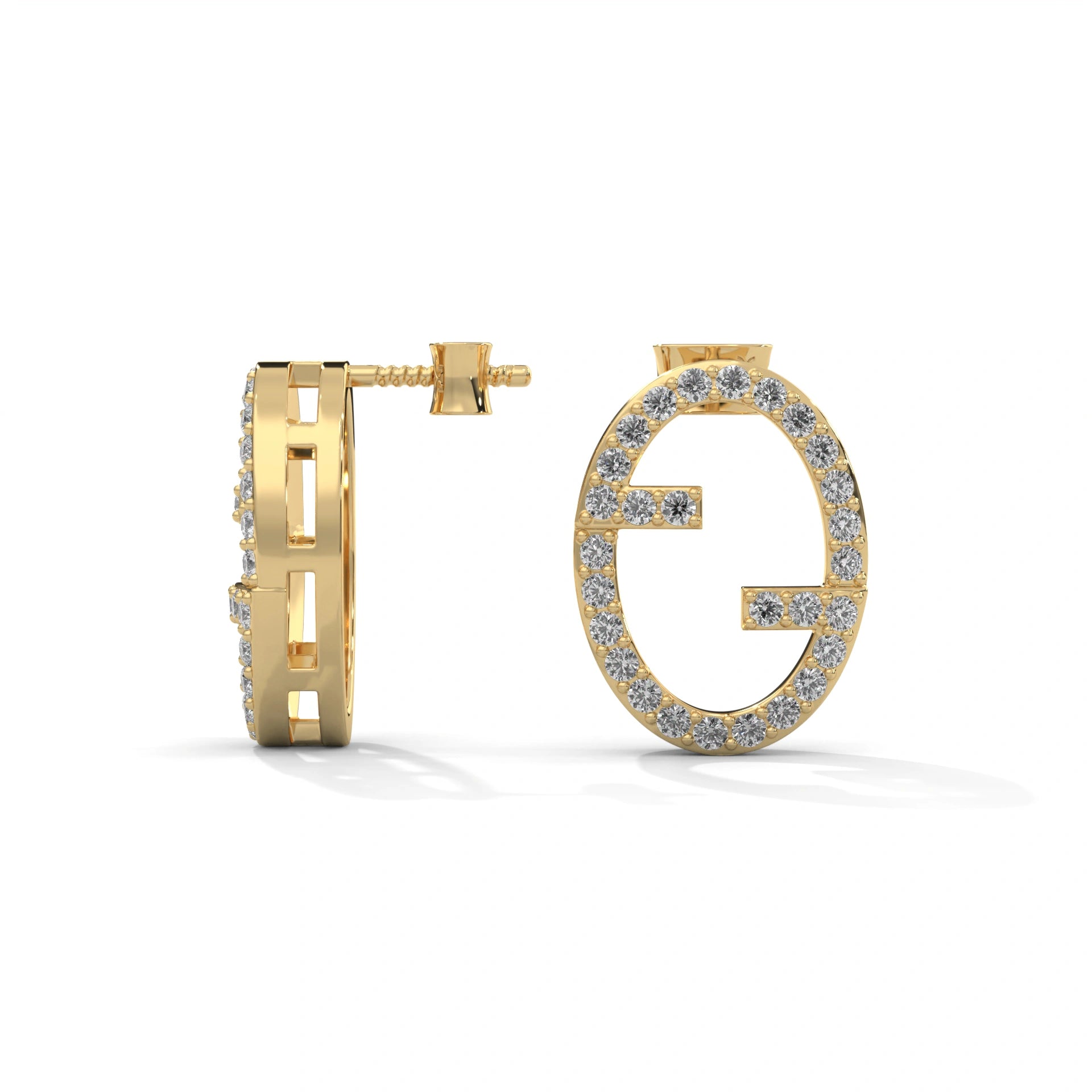 0.56 Carat Diamond Earrings Studs Women's in Yellow Gold