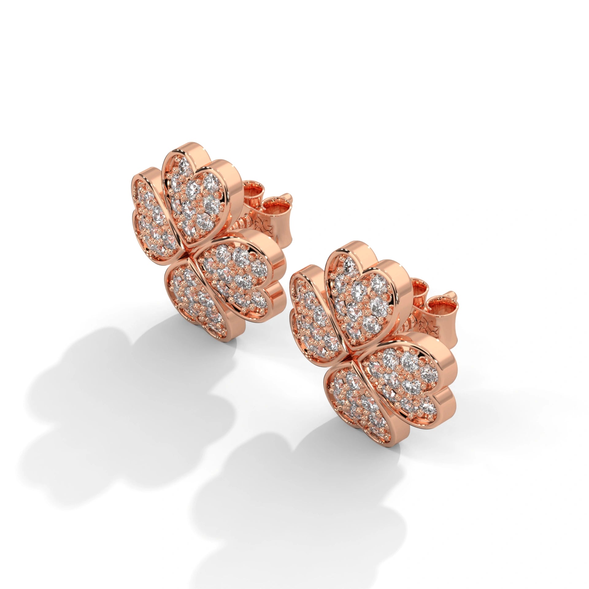 0.59 Carat Diamond Earrings Studs Womens in Rose Gold