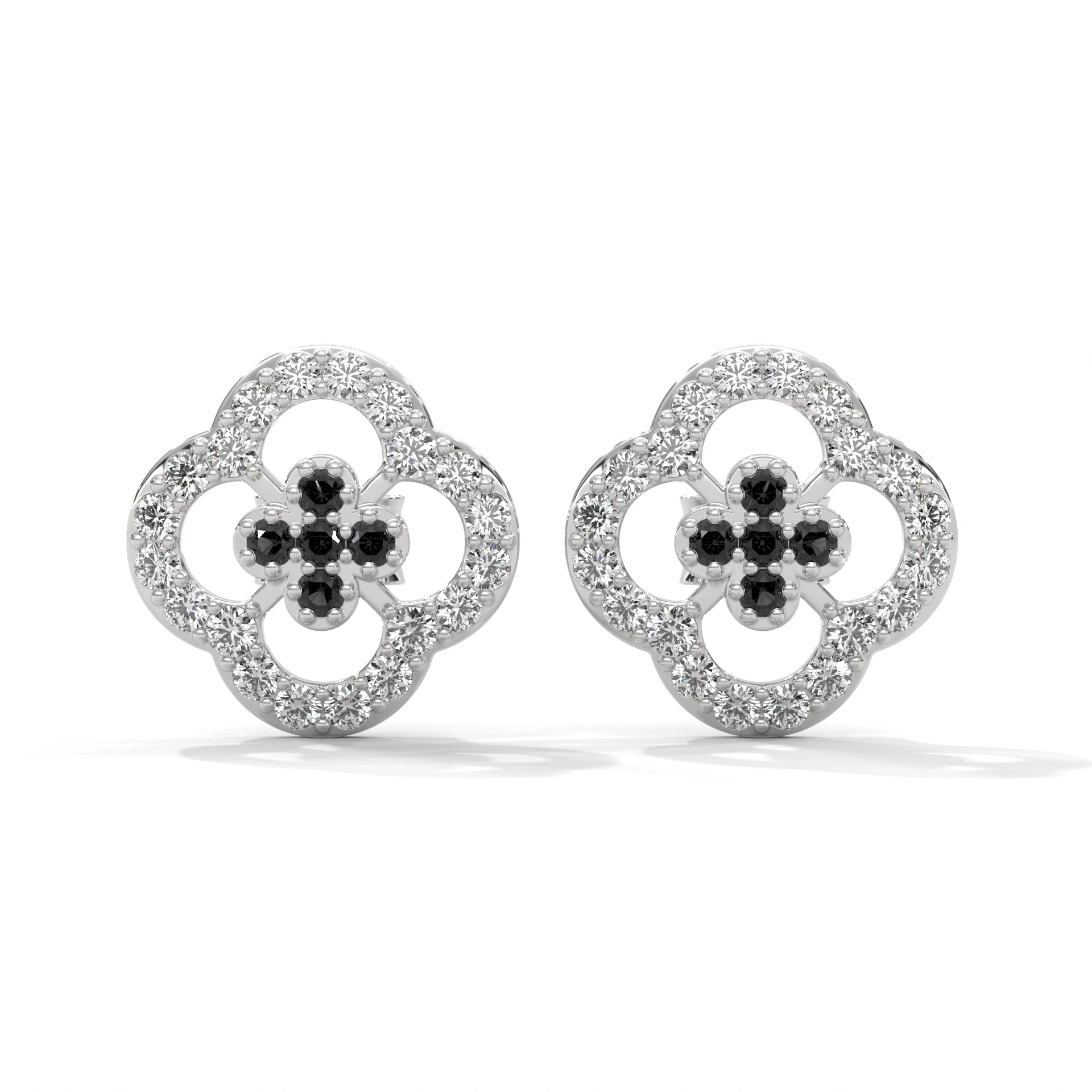 0.32 Carat Black Diamond Cluster Halo Stud Earrings