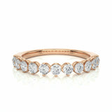 0.60 Ct Round Cut Basket Setting Diamond Half Eternity Band In Rose Gold