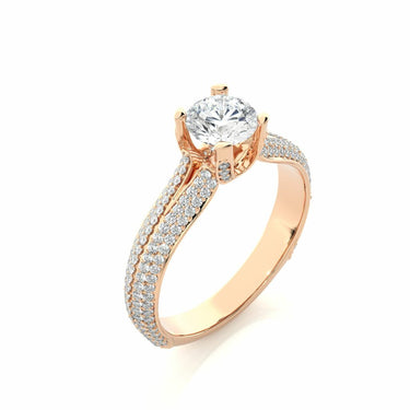 1.15 Carat Round Split Shank Prong Setting Diamond Engagement Ring In Rose Gold