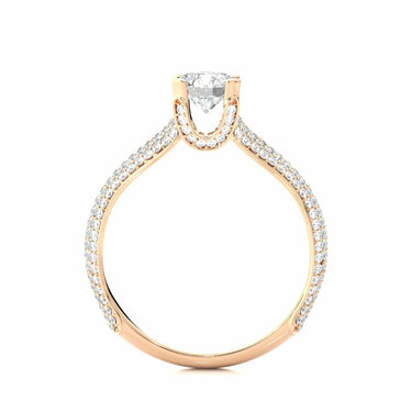 Bague de fiançailles diamant serti griffes à tige fendue ronde de 1,15 carat en or rose 