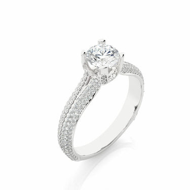 1.15 Ct Round Cut Prong Set Lab Diamond Split Shank Ring In White Gold