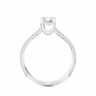 1.15 Ct Round Cut Prong Set Lab Diamond Split Shank Ring In White Gold