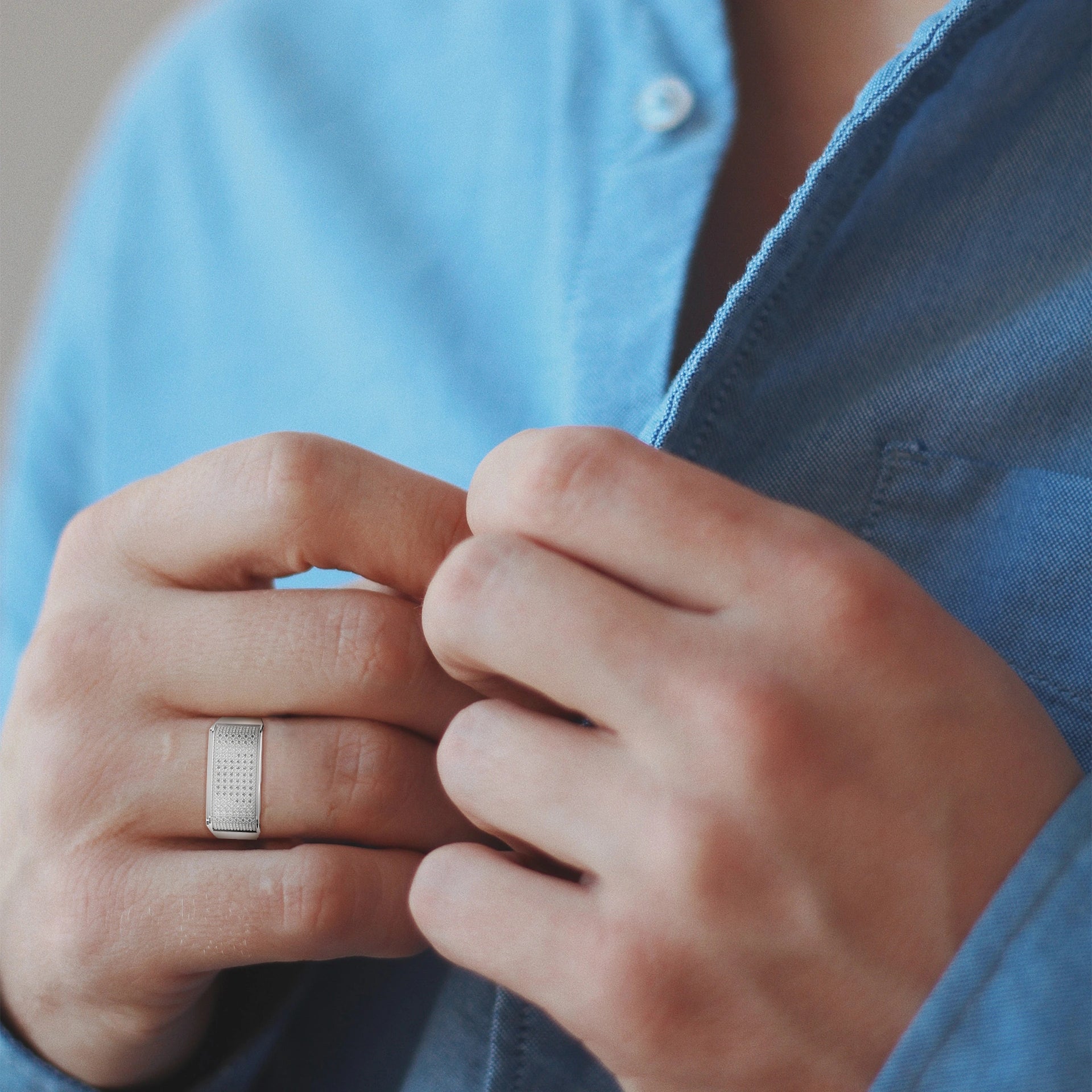 0.60 carat lab created diamond mens wide band ring in white gold