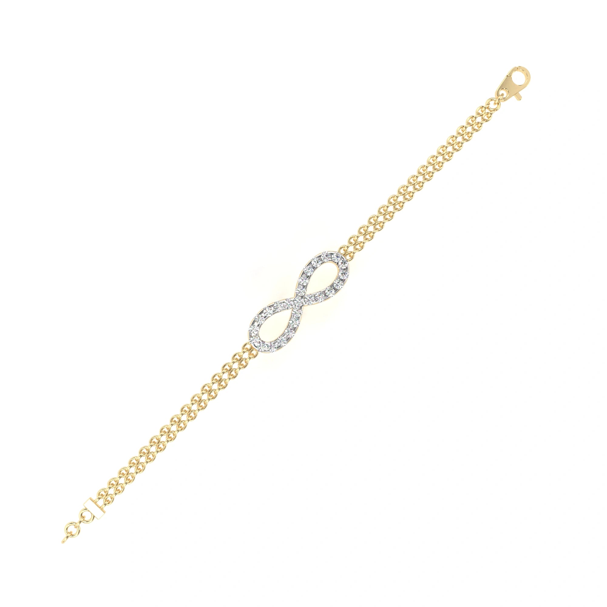 0.61 Carat Diamond Infinity Bracelet In Gold With Double Chain