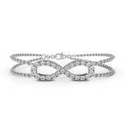 0.61 Carat Diamond Infinity Bracelet In Gold With Double Chain 950 Platinum Natural Diamond