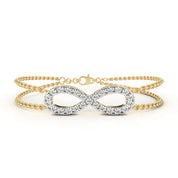 0.61 Carat Diamond Infinity Bracelet In Gold With Double Chain 18K Yellow Gold Natural Diamond