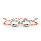 0.61 Carat Diamond Infinity Bracelet In Gold With Double Chain 18K Rose Gold Natural Diamond