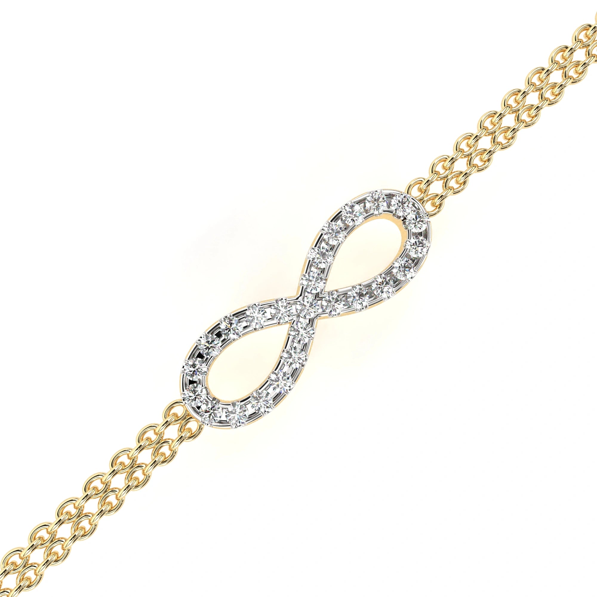 0.61 Carat Diamond Infinity Bracelet In Gold With Double Chain