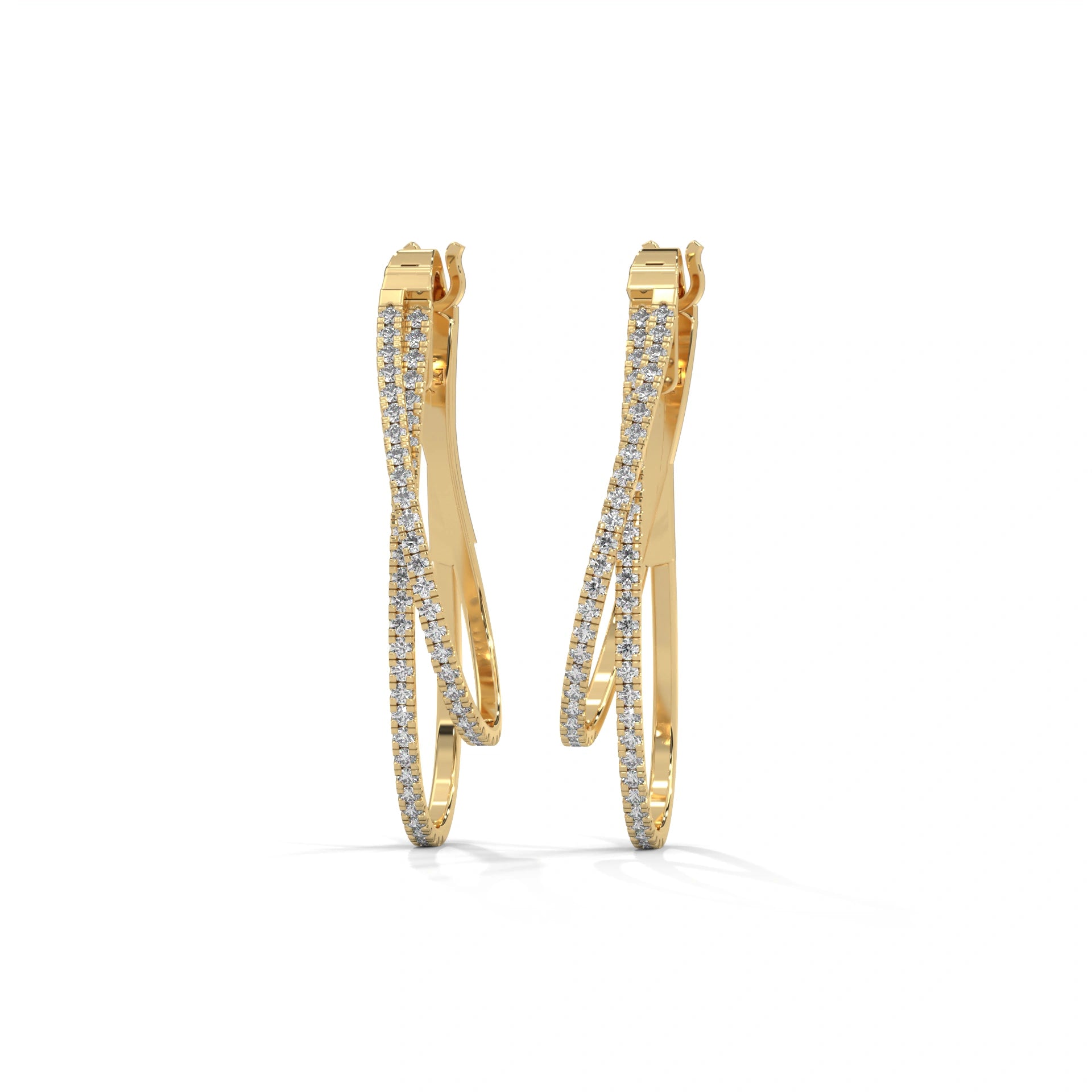 0.61 Ct Lab Grown Diamond Cuff Earrings White Gold 18K Yellow Gold Natural Diamond