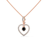 0.62 Ct T.W.T Black Diamond Heart Pendant Necklace in Rose Gold