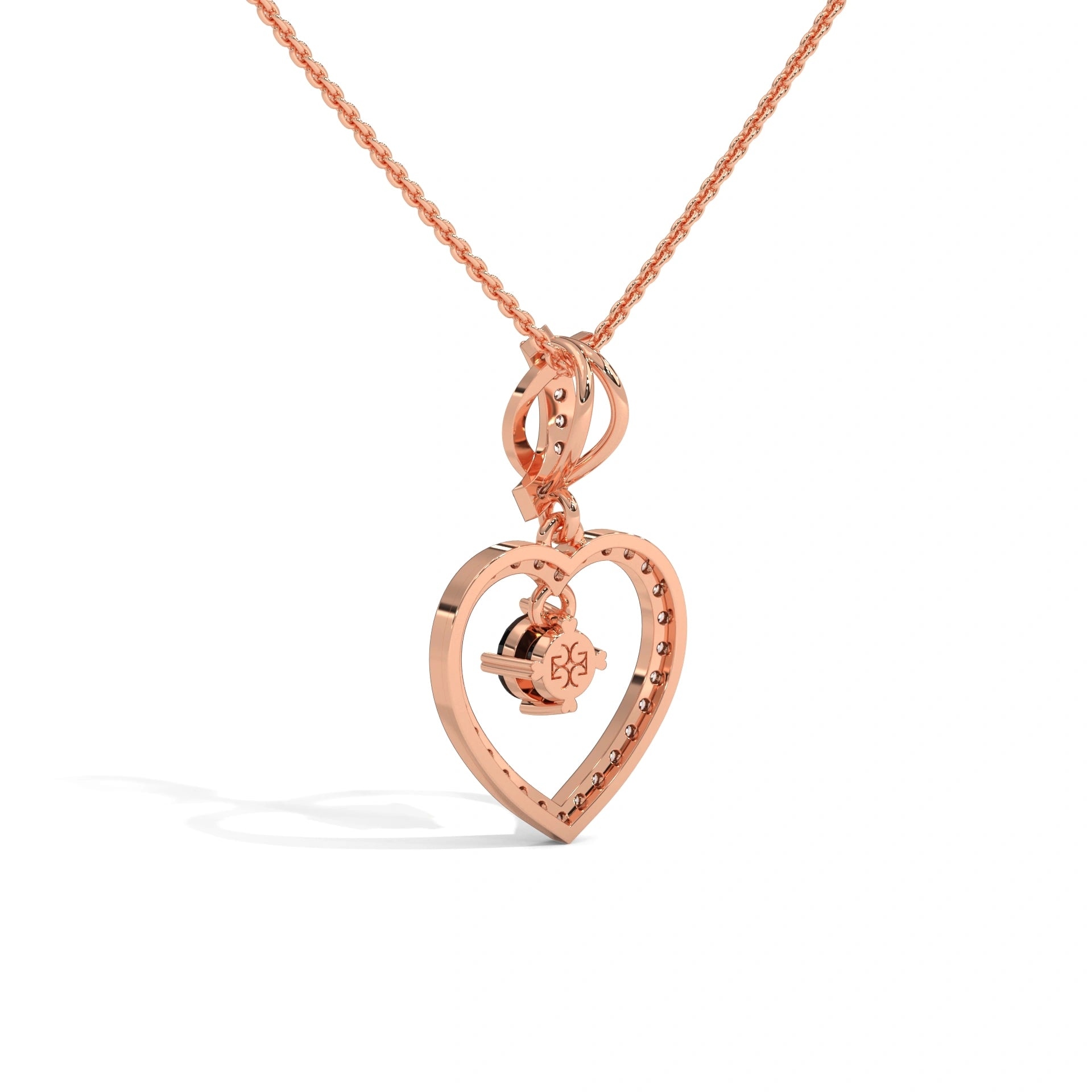 0.62 Ct T.W.T Black Diamond Heart Pendant Necklace in Rose Gold