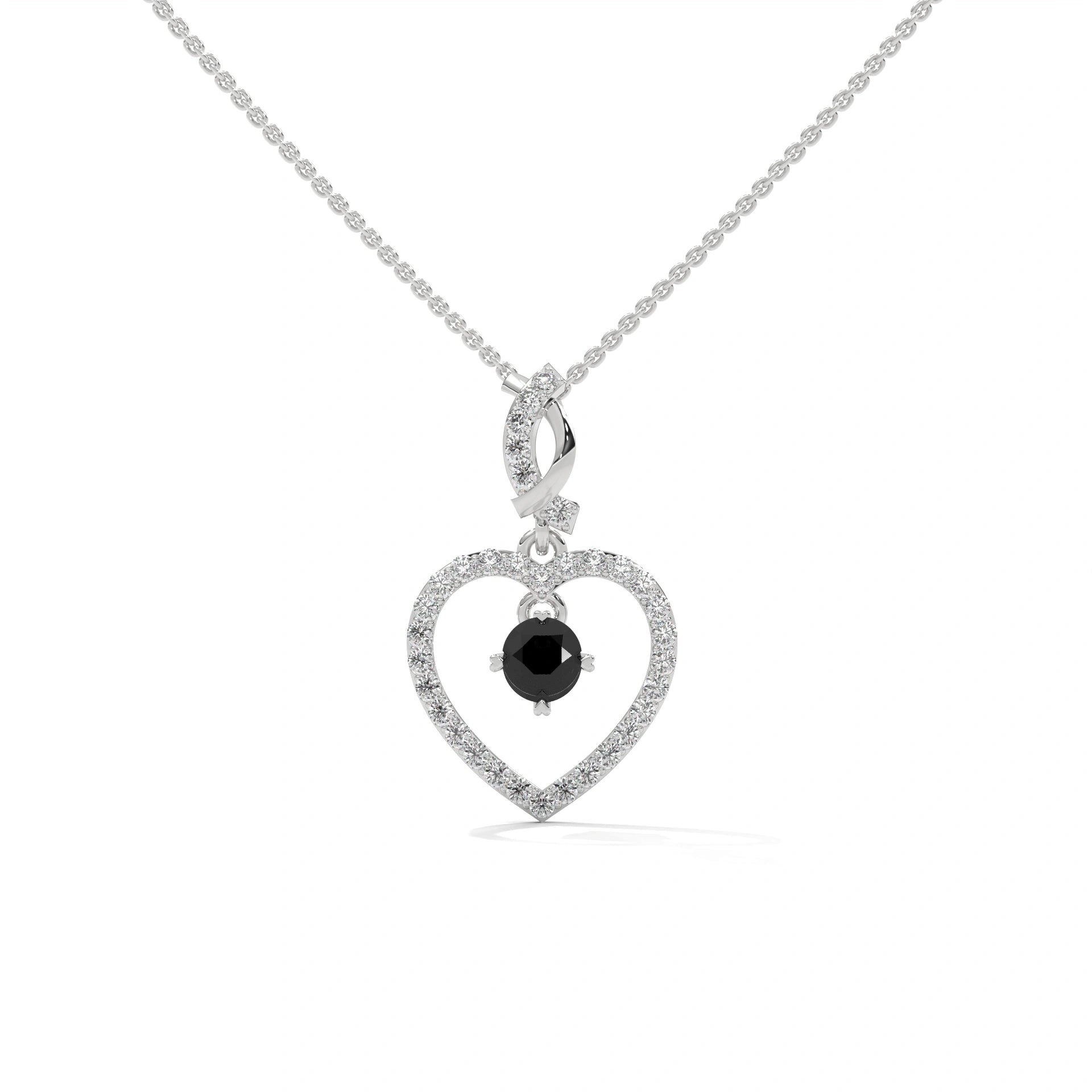 0.62 Ct T.W.T Black Diamond Heart Pendant Necklace in Rose Gold