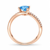 0.64 Carat Blue Heart Cut Diamond Pave Ring