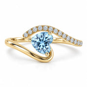 0.64 Carat Blue Heart Cut Diamond Pave Ring 18K Yellow Gold