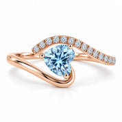 0.64 Carat Blue Heart Cut Diamond Pave Ring 18K Rose Gold