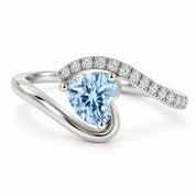 0.64 Carat Blue Heart Cut Diamond Pave Ring 950 Platinum