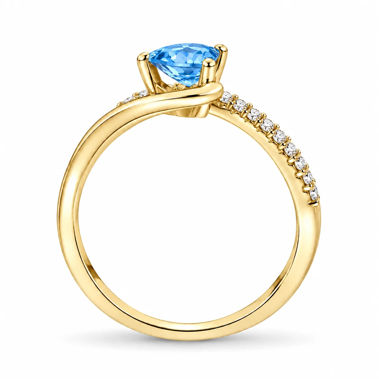 0.64 Carat Blue Heart Cut Diamond Pave Ring