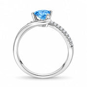 0.64 Carat Blue Heart Cut Diamond Pave Ring