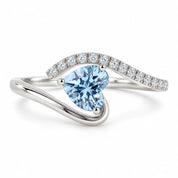 0.64 Carat Blue Heart Cut Diamond Pave Ring