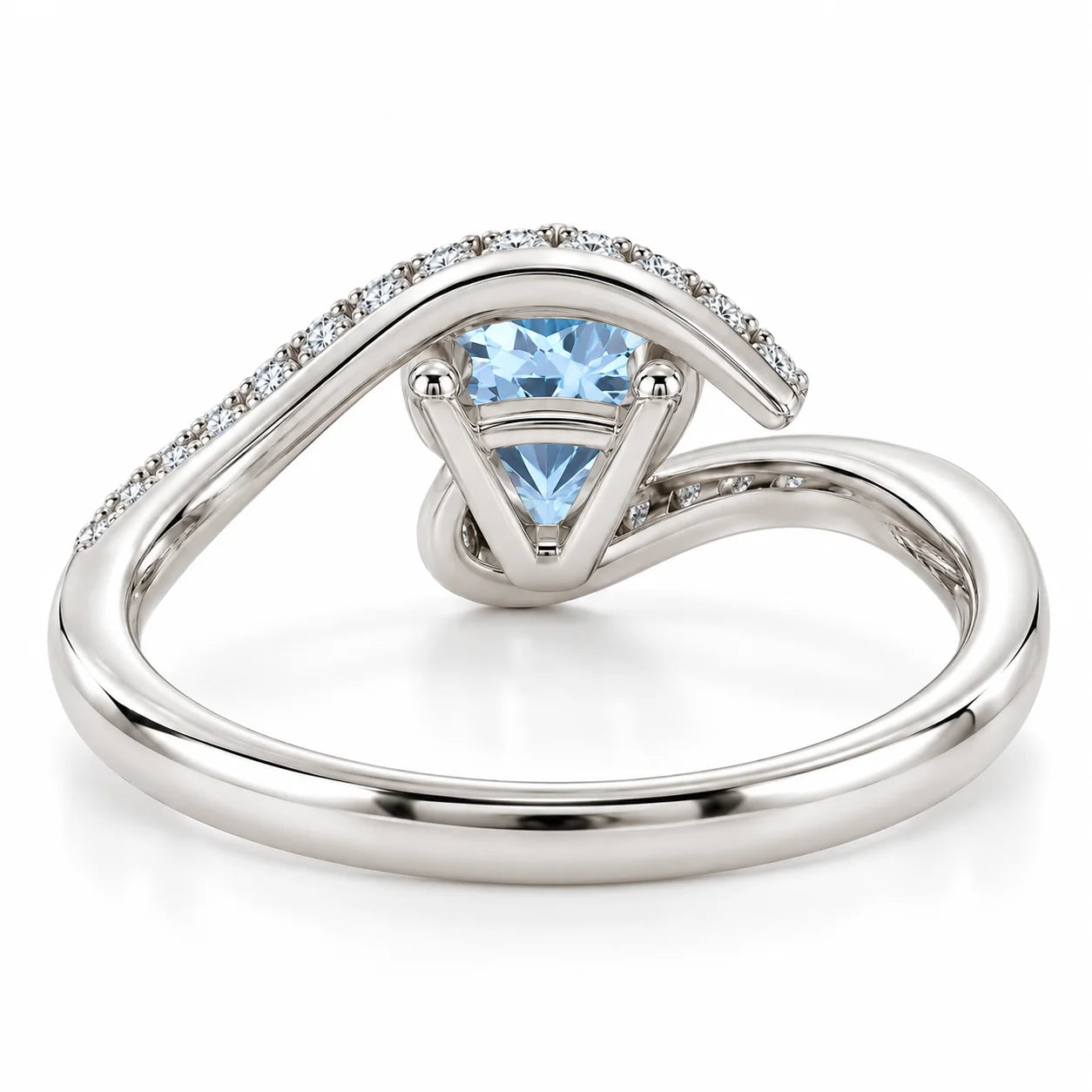 0.64 Carat Blue Heart Cut Diamond Pave Ring