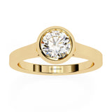 0.65 Carat Round Cut Bazel Set Solitaire Diamond Engagement Ring In Yellow Gold