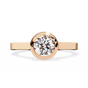 0.66 Ct Round Bezel Set Solitaire Engagement Ring 18K Rose Gold Natural Diamond