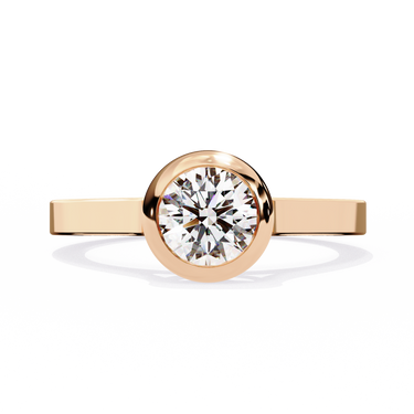 0.65 Carat Round Cut Bazel Set Solitaire Diamond Engagement Ring In Rose Gold