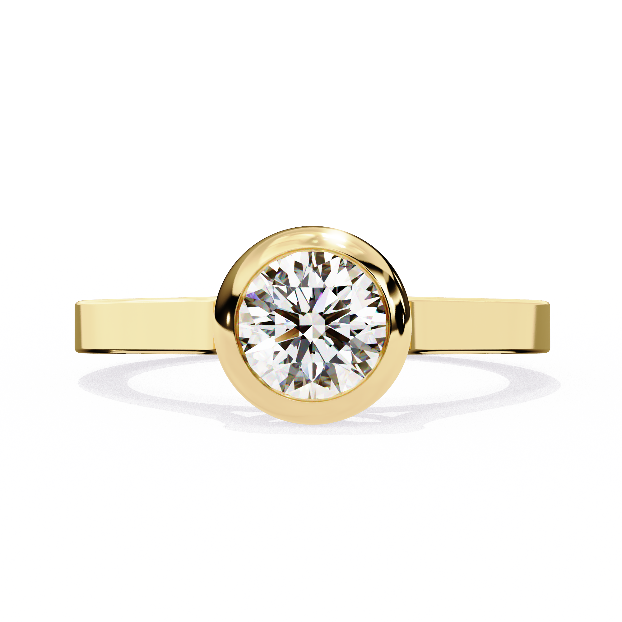 0.65 Carat Round Cut Bazel Set Solitaire Diamond Engagement Ring In Yellow Gold