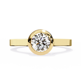 0.65 Carat Round Cut Bazel Set Solitaire Diamond Engagement Ring In Yellow Gold