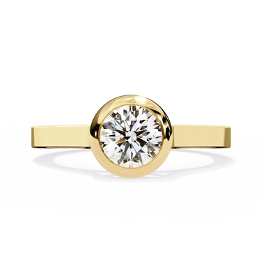 0.65 Carat Round Cut Bazel Set Solitaire Diamond Engagement Ring In Yellow Gold