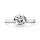 0.65 Carat Round Cut Bazel Set Solitaire Diamond Engagement Ring In White Gold