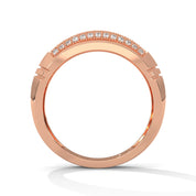 0.65 carat lab grown diamond mens curved pave ring in rose gold
