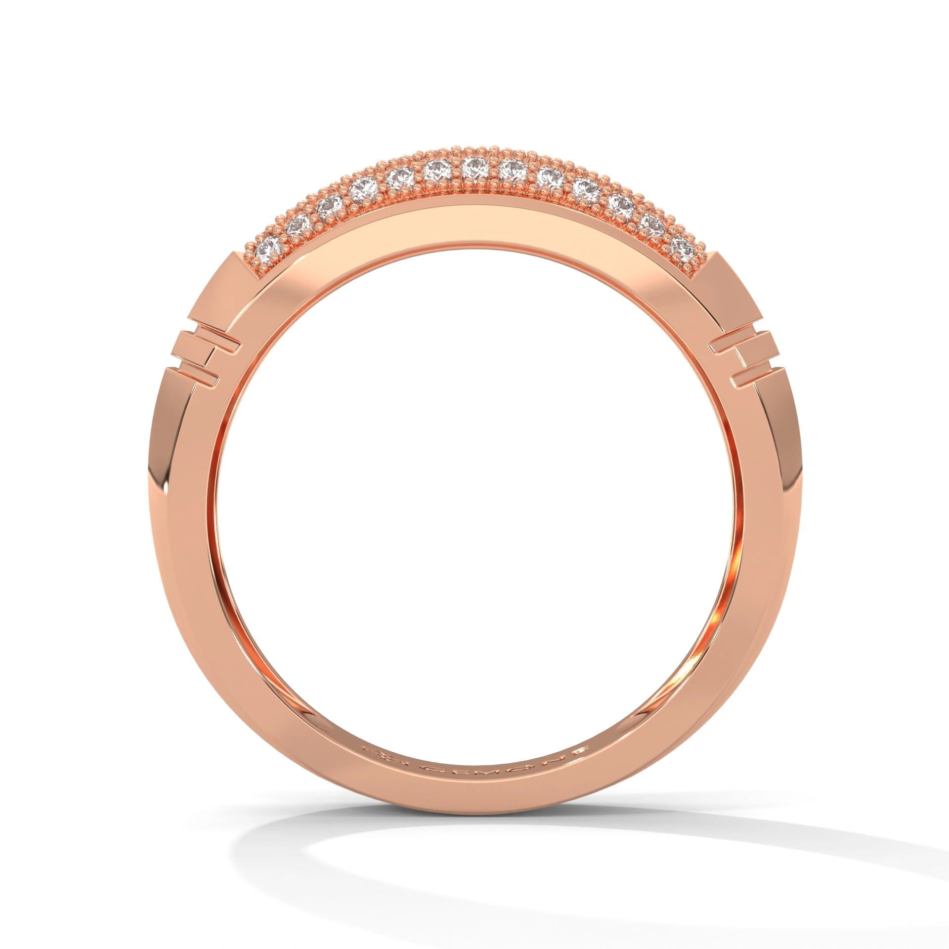 0.65 carat lab grown diamond mens curved pave ring in rose gold