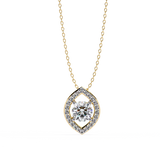 0.68 Ct Round Lab Diamond Marquise Cut Halo Pendant