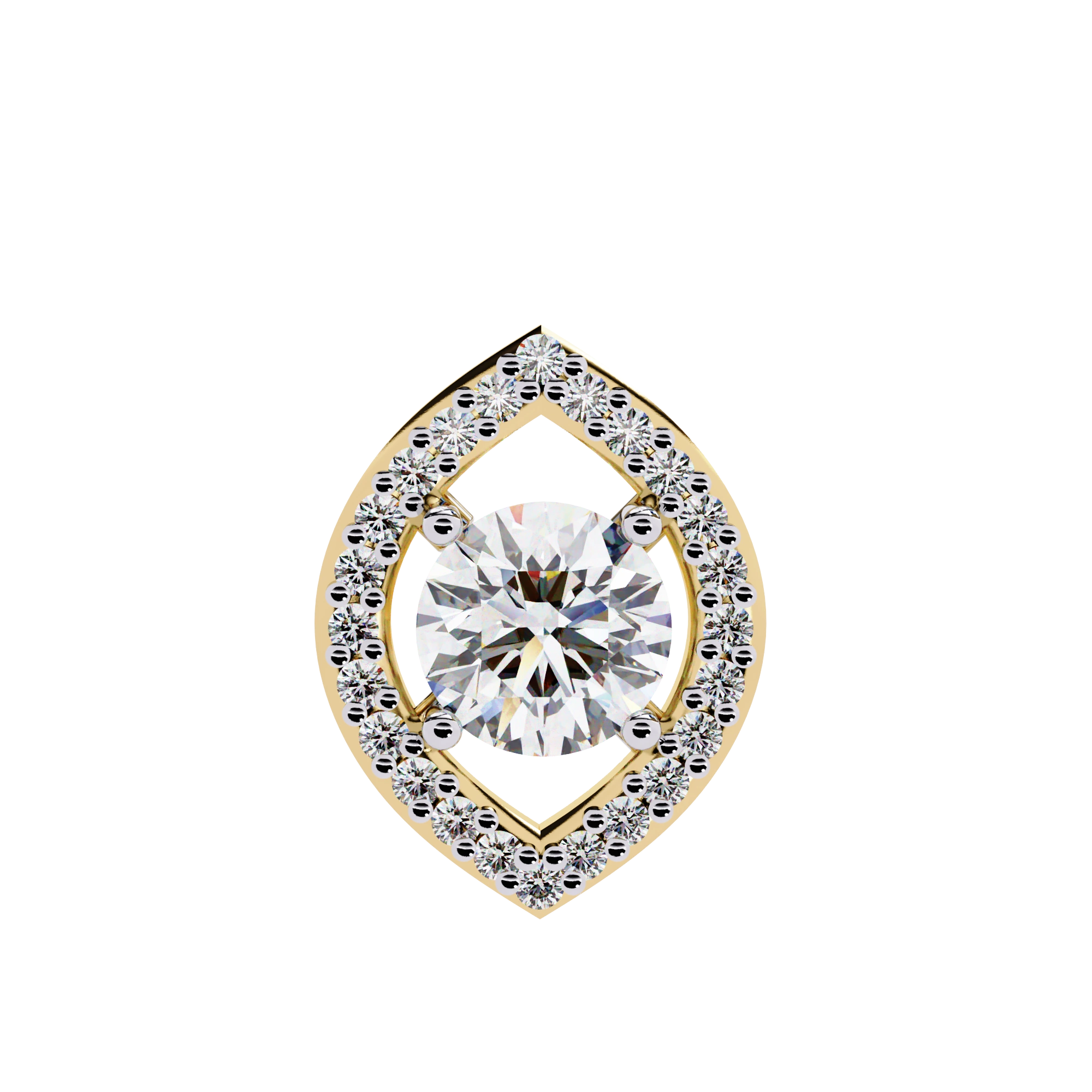 0.68 Ct Round Lab Diamond Marquise Cut Halo Pendant